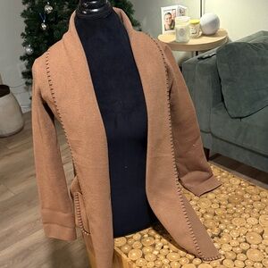 Tan Open Front Cardigan